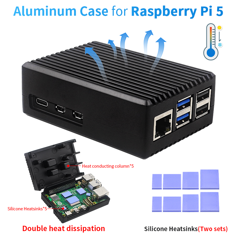 Radxa Rock 5B 16Gb - Raspberry Pi 5-behuizing van aluminiumlegering Metalen