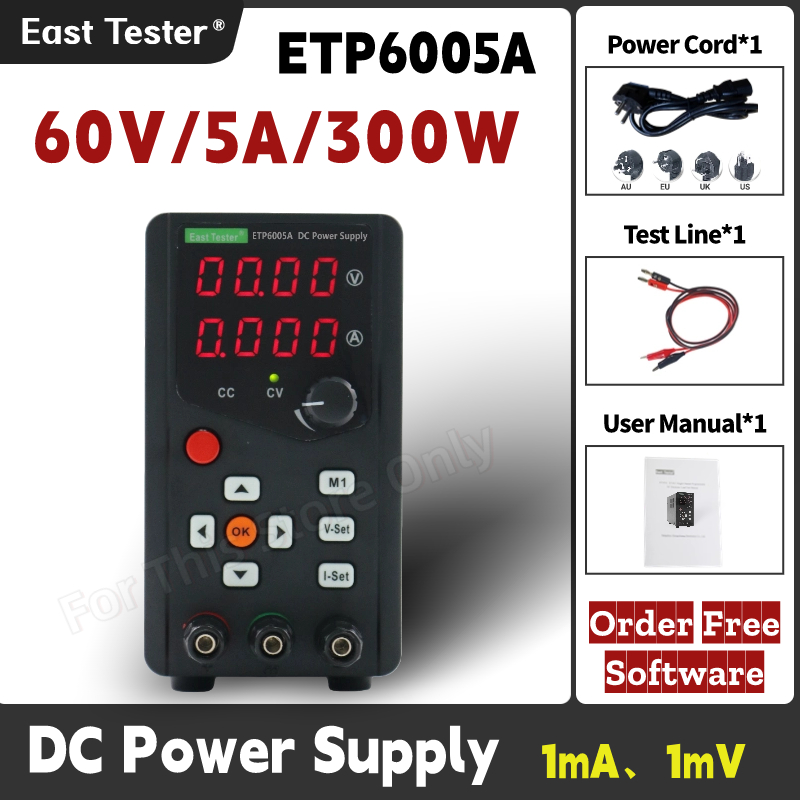 Programmable Dc Power Supply 60V 5A - Etp6005a Hoge Efficiëntie Eenkanaals 4 Led