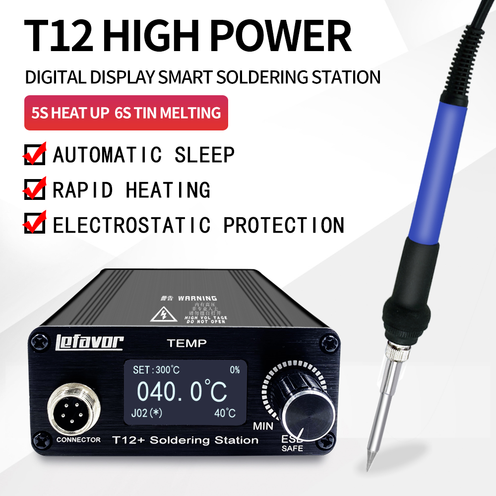 Soldering Station T12 Oled - T12 + Soldeerstation soldeerbout 1.3 inch