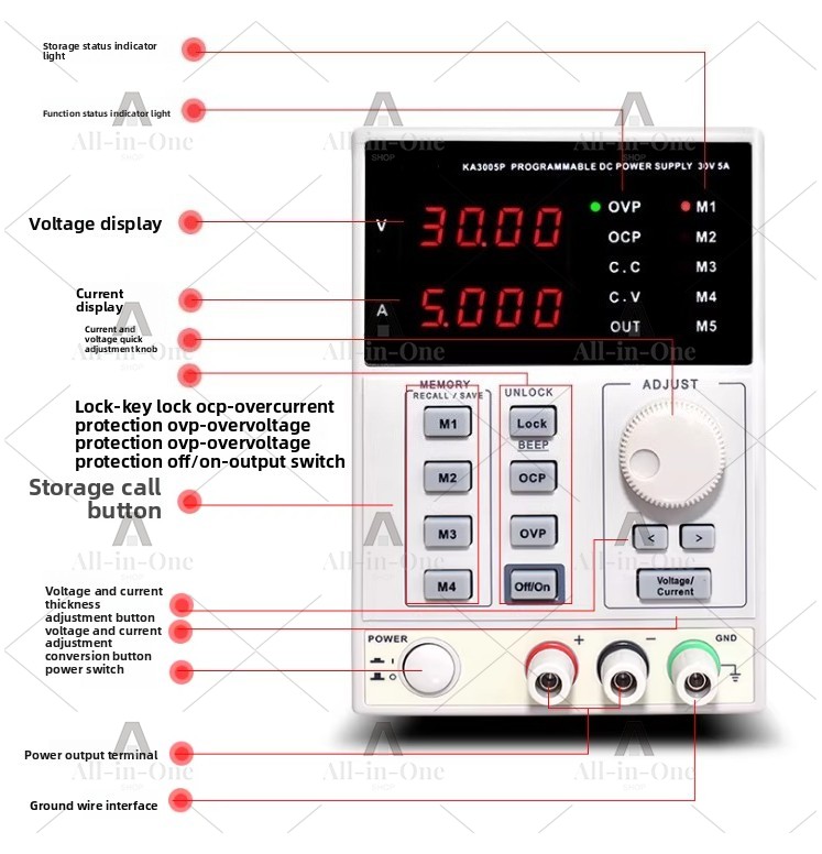 KA3003D / KA3005P Digitale pro - Programmable Dc Power Supply 60V 5A recensie en prijs